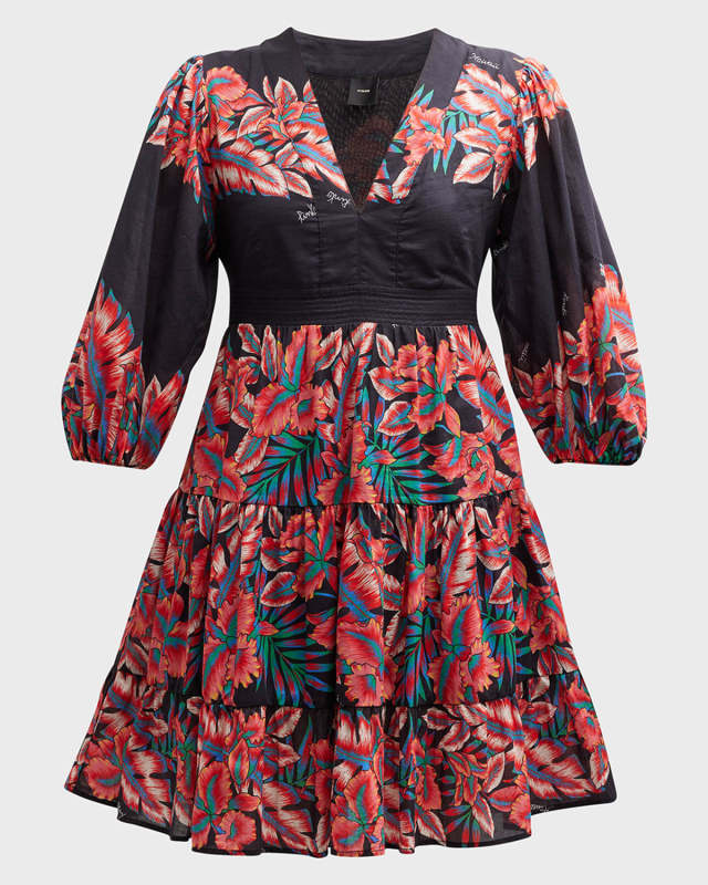 Floral-Print Muslin Puff-Sleeve Mini Dress